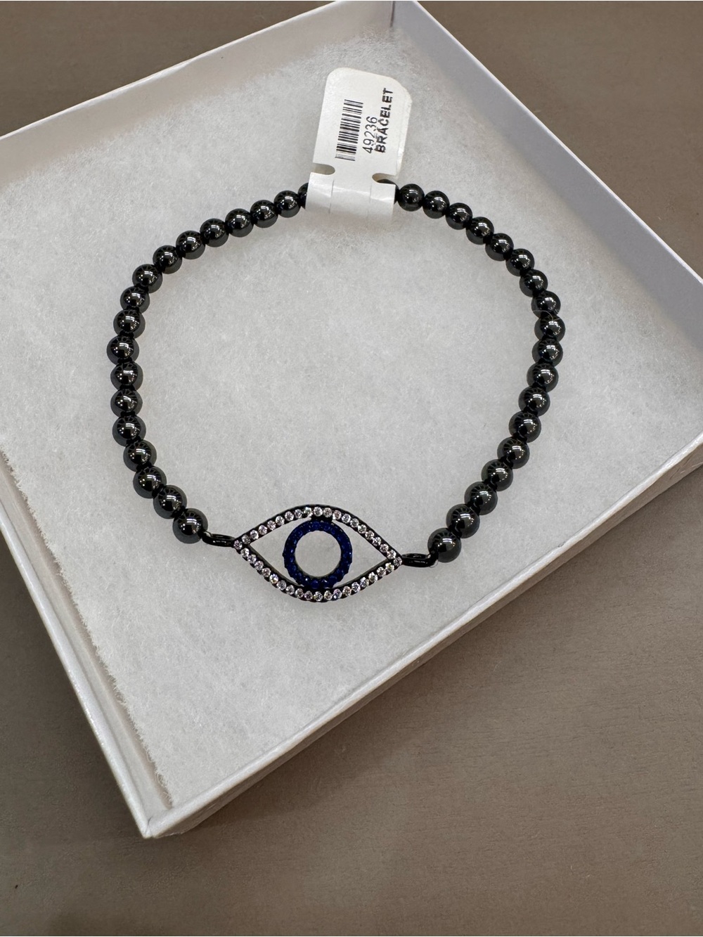 Evil Eye Beaded Bracelet - Black and Blue Accent